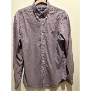 Ralph Lauren Classic Fit 15 1/3 34/35 Purple Plaid Long Sleeve Shirt